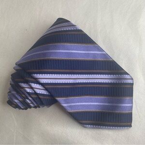 Robert Talbott Studio Repp Silk Tie Purple Gold Navy Hand Sewn Preppy Necktie